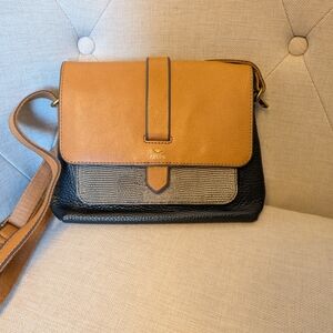 Fossil Brown and Black Crossbody Bag